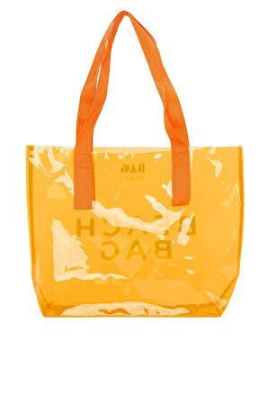 Turuncu  Beach Bag Baskılı Şeffaf Plaj Çantası M000007257