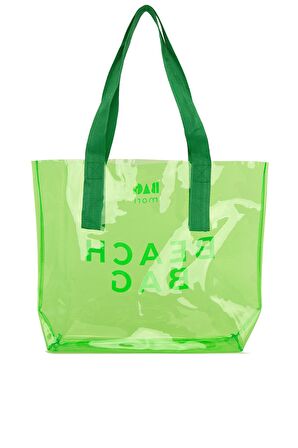 Yeşil  Beach Bag Baskılı Şeffaf Plaj Çantası M000007257