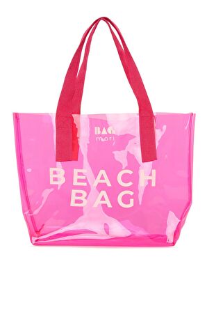 Fuşya  Beach Bag Baskılı Şeffaf Plaj Çantası M000007257