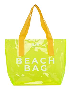 Açık Yeşil  Beach Bag Baskılı Şeffaf Plaj Çantası M000007257