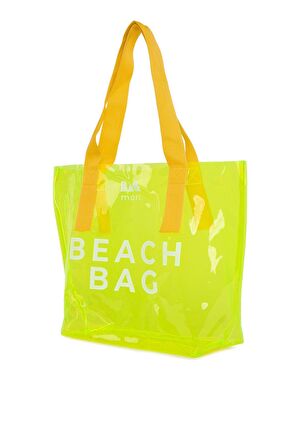 Açık Yeşil  Beach Bag Baskılı Şeffaf Plaj Çantası M000007257