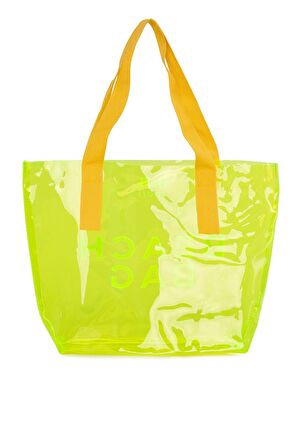 Açık Yeşil  Beach Bag Baskılı Şeffaf Plaj Çantası M000007257