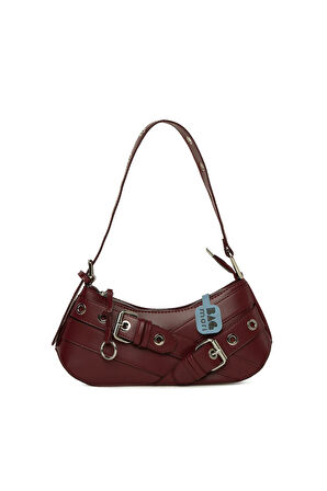 Bordo  Kemer Aksesuarlı Askı Detaylı Baget Çanta M000008449