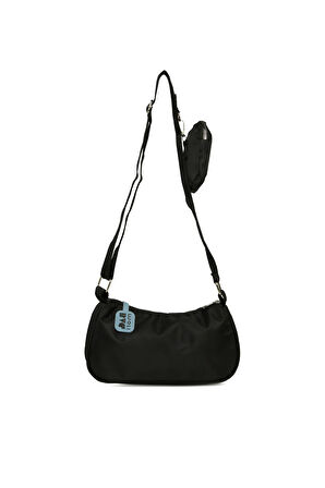 Siyah  Cüzdanlı Saten Baget M000008576