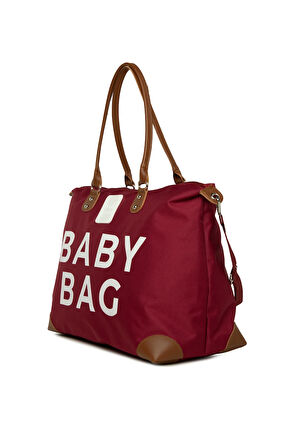 Bordo Baby Bag Baskılı Garnili Anne Bebek Çantası M000008582