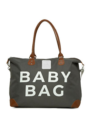 Gri Baby Bag Baskılı Garnili Anne Bebek Çantası M000008582