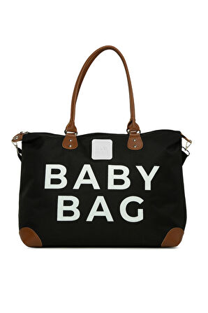 Siyah Baby Bag Baskılı Garnili Anne Bebek Çantası M000008582