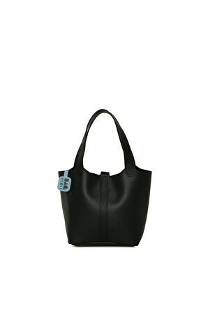 Siyah  Dokulu El Tutmalı Çanta M000008585