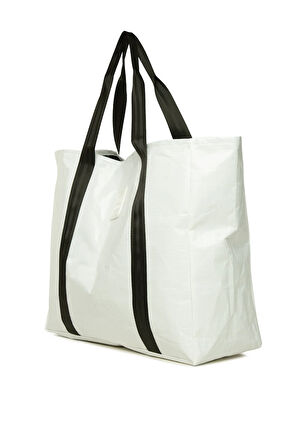 Beyaz  Çift Şeritli Maxi Boy Plaj Çantası M000008590