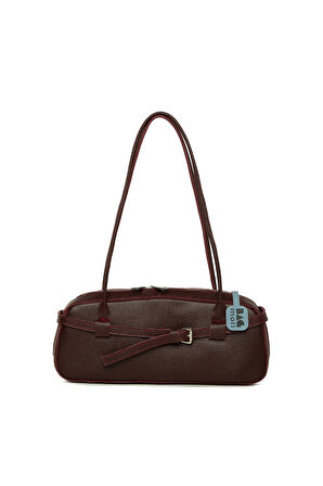 Bordo  Gerçek Deri Kemerli İnce Askılı Çanta M000008606