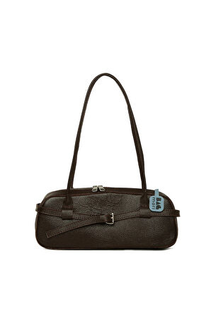 Kahverengi  Gerçek Deri Kemerli İnce Askılı Çanta M000008606