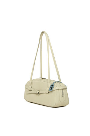 Krem  Gerçek Deri Kemerli İnce Askılı Çanta M000008606