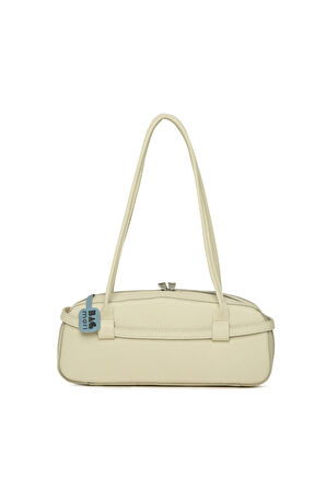 Krem  Gerçek Deri Kemerli İnce Askılı Çanta M000008606