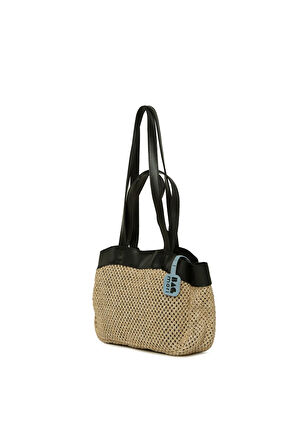 Siyah  Yavrulu Hasır File Mini Çanta M000008624