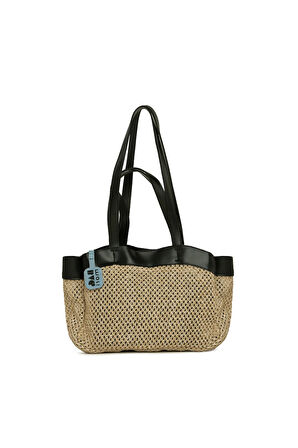 Siyah  Yavrulu Hasır File Mini Çanta M000008624