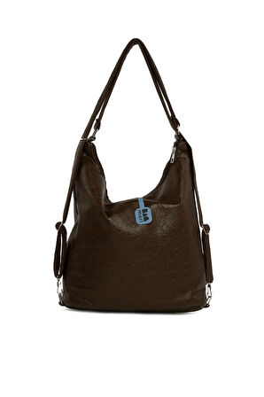 Kahverengi  Yumuşak Dokulu Kemer Detaylı Askılı ve Sırt Salaş Çanta M000008637