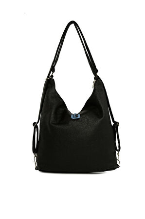Siyah  Yumuşak Dokulu Kemer Detaylı Askılı ve Sırt Salaş Çanta M000008637