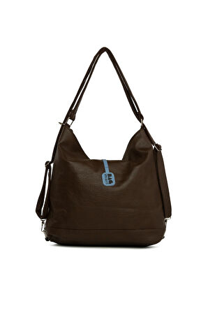 Kahverengi  Yumuşak Dokulu Çift Çapraz Fermuarlı Askılı ve Sırt Salaş Çanta M000008642