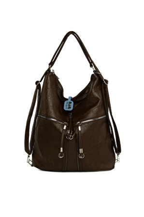 Kahverengi  Yumuşak Dokulu Elcik Detaylı Askılı ve Sırt Salaş Çanta M000008648