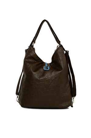 Kahverengi  Yumuşak Dokulu Elcik Detaylı Askılı ve Sırt Salaş Çanta M000008648