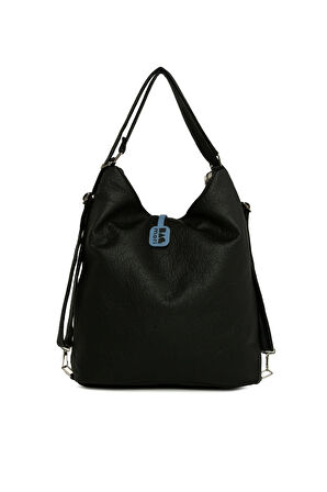 Siyah  Yumuşak Dokulu Elcik Detaylı Askılı ve Sırt Salaş Çanta M000008648