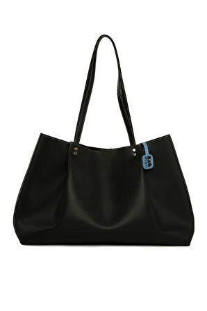 Siyah  Kontrast Dikişli Pilili Maxi Boy Çanta M000008649