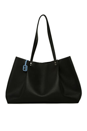 Siyah  Kontrast Dikişli Pilili Maxi Boy Çanta M000008649