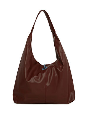 Bordo  Yumuşak Dokulu Oval Maxi Boy Omuz Çantası M000008651