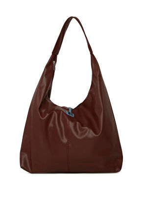 Bordo  Yumuşak Dokulu Oval Maxi Boy Omuz Çantası M000008651