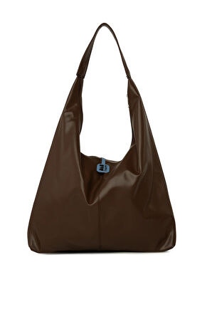 Kahverengi  Yumuşak Dokulu Oval Maxi Boy Omuz Çantası M000008651