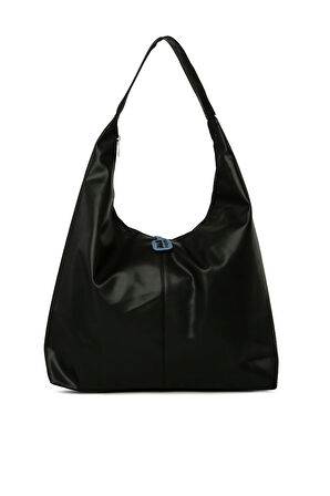 Siyah  Yumuşak Dokulu Oval Maxi Boy Omuz Çantası M000008651