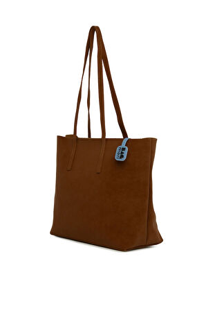 Taba  İnce Askılı Fermuarlı Nubuk Tote Çanta M000008656