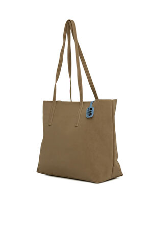 Vizon  İnce Askılı Fermuarlı Nubuk Tote Çanta M000008656