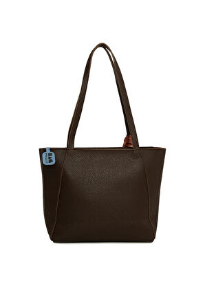 Kahverengi  Üç Bölmeli Şallı Tote Çanta M000008659