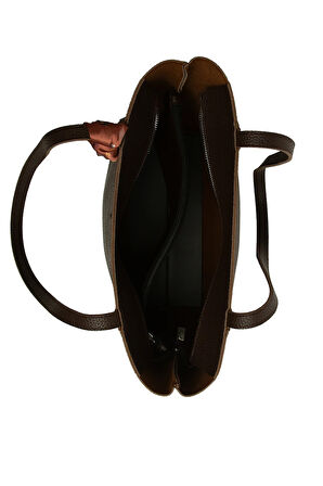 Kahverengi  Üç Bölmeli Şallı Tote Çanta M000008659