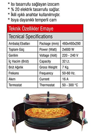 Yıldız Tek Tepsili 32lt Statik Davul Fırın Fırın