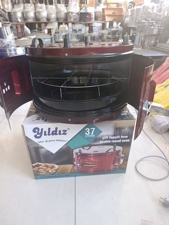 Yıldız 37 Litre Çift Tepsili Yuvarlak Fırın  Elektrikli Davul Fırın Termostatlı Ev Tipi Börek Pide Fırını