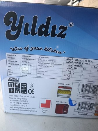 Büyük Sülale Tekli Elektrikli Fırın  Geniş Hacimli Turbo Pişirme Fırını Yıldız Elektrikli Fırın  Ev Fırını 