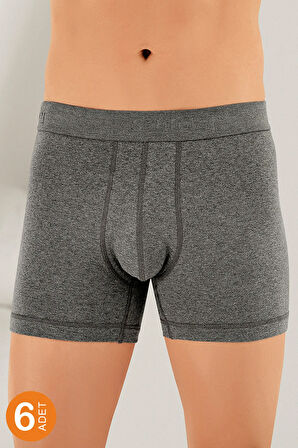 6 Lı Paket Likralı Boxer Beyaz Me031