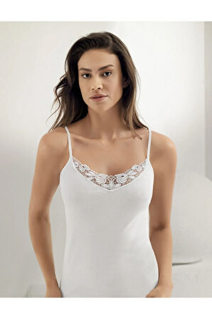 Kadın Beyaz 6 Lı Paket Şahinler İp Askı Ribana Atlet MB006-BY