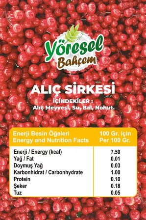 Yöresel Bahçem Alıç Sirkesi Doğal Fermantasyon (500ML)