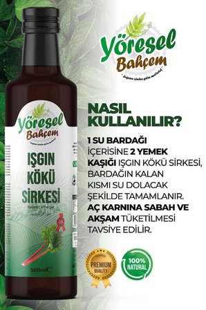 Yöresel Bahçem Işkın Kökü Sirkesi Doğal Fermantasyon (500ml)