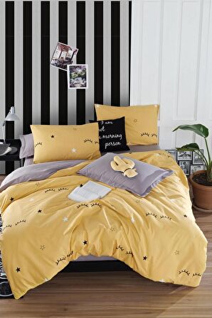 Nevresim Takımı Çift Kişilik Baskılı Dide Sarı