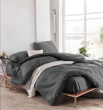 Paint Nevresim Takımı Çift Kişilik PureColor Füme