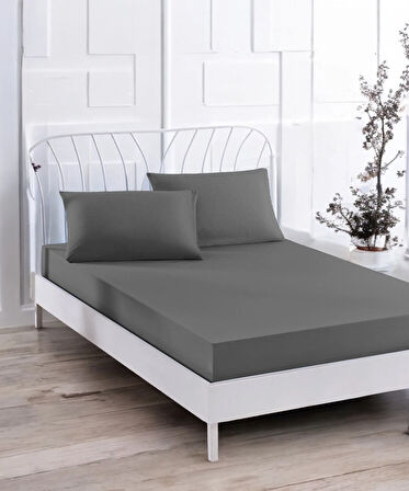 Paint Lastikli Çarşaf Seti Tek Kişilik PureColor Füme