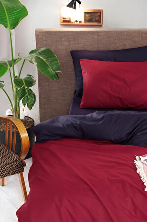 DUO Nevresim Takımı Çift Kişilik Dual Bordo+Lacivert