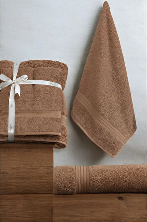 2li Banyo Havlu Seti 90x160cm +50x90cm DualStyle Kahve