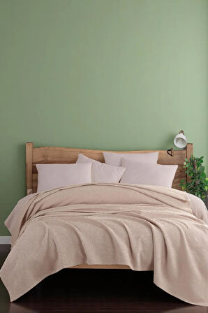 Ecocel Pike Örtü Çift Kişilik 200x230cm Sincere Koyu Bej