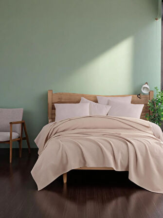 Ecocel Pike Örtü Çift Kişilik 200x230cm Sincere Koyu Bej