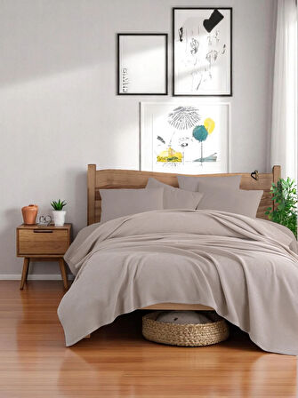 Ecocel Pike Örtü Çift Kişilik 200x230cm Sincere Vizon Gri